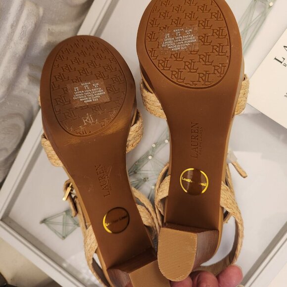 Ralph Lauren "Sasha" Raffia Platform Sandals. NIB. Size Various - Picture 10 of 13